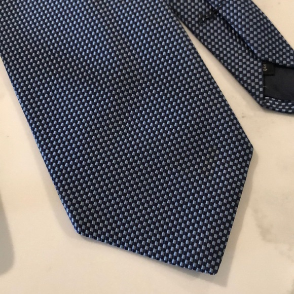 Harold Powell Blue Small Checkered Tie - Picture 3 of 4